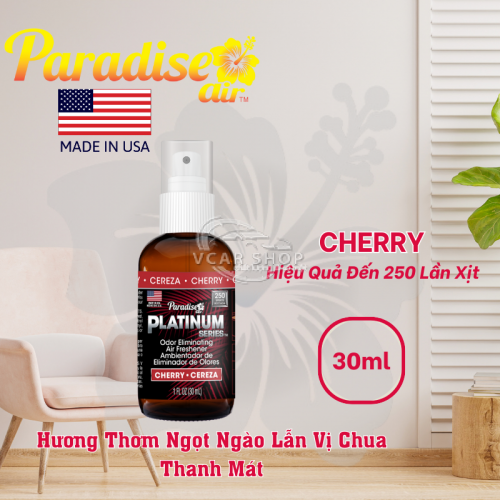 Hương CHERRY– Tinh Dầu Xịt Thơm PARADISE AIR 30ml | 250 Lần Xịt Khử Mùi Nhanh Cho Mọi Không Gian | Nhập Khẩu Hoa Kỳ.