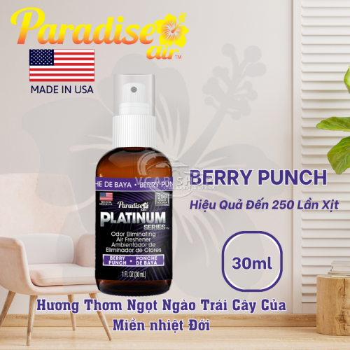 Hương BERRY PUNCH – Tinh Dầu Xịt Thơm Ôtô PARADISE AIR 30ml | 250 Lần Xịt Khử Mùi Nhanh Cho Mọi Không Gian | Nhập Khẩu Hoa Kỳ