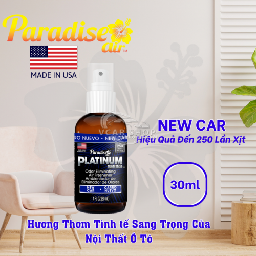 Hương NEW CAR – Tinh Dầu Xịt Thơm Ôtô PARADISE AIR 30ml | 250 Lần Xịt Khử Mùi Nhanh Cho Mọi Không Gian | Nhập Khẩu Hoa Kỳ