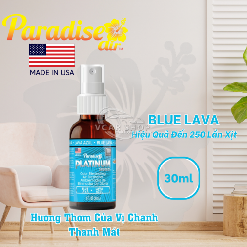 Hương BLUE LAVA – Tinh Dầu Xịt Thơm Ôtô PARADISE AIR 30ml | 250 Lần Xịt Khử Mùi Nhanh Cho Mọi Không Gian | Nhập Khẩu Hoa Kỳ
