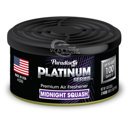 MIDNIGHT SQUASH - Lon Thanh Nén Tinh Dầu Platinum PARADISE AIR 52g lưu hương 100 ngày | Nhập Khẩu Hoa Kỳ