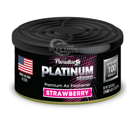 Hương Dâu - Lon Thanh Nén Tinh Dầu Platinum PARADISE AIR 52g lưu hương 100 ngày | Nhập Khẩu Hoa Kỳ