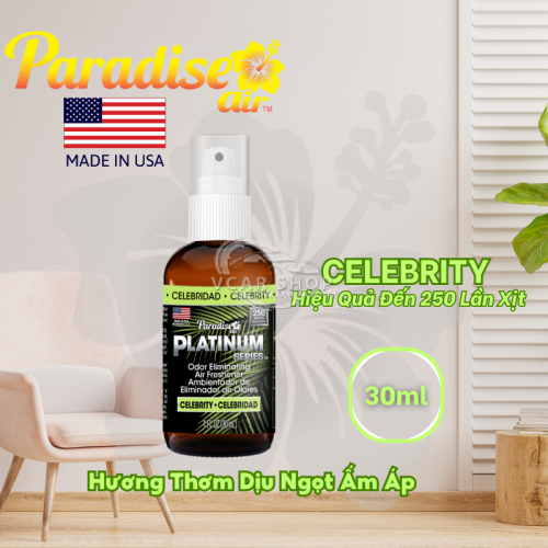 Hương CELEBRITY – Tinh Dầu Xịt Thơm Ôtô PARADISE AIR 30ml | 250 Lần Xịt Khử Mùi Nhanh Cho Mọi Không Gian | Nhập Khẩu Hoa Kỳ