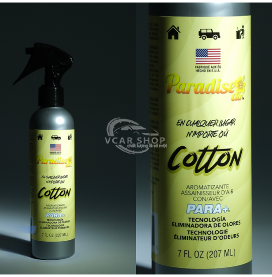 Hương COTTON –  Chai  Xịt Thơm Ôtô PARADISE AIR 207ml | Tinh dầu xịt thơm phòng, ô tô, văn phòng |  Nhập Khẩu Hoa Kỳ