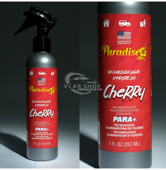 Hương CHERRY –  Chai  Xịt Thơm  PARADISE AIR 207ml | Tinh dầu xịt thơm toliet, tủ giày |  Nhập Khẩu Hoa Kỳ.