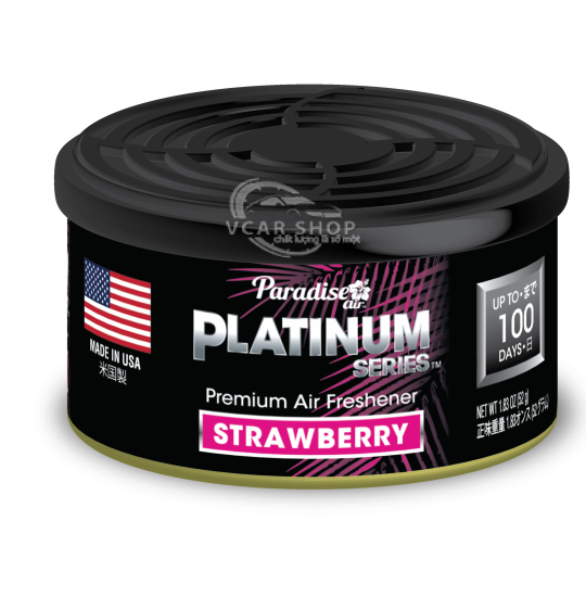 Hương Dâu - Lon Thanh Nén Tinh Dầu Platinum PARADISE AIR 52g lưu hương 100 ngày | Nhập Khẩu Hoa Kỳ
