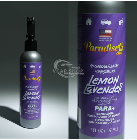 Hương LEMON LAVENDER  –  Chai  Xịt Thơm Ôtô PARADISE AIR 207ml | Tinh dầu xịt thơm phòng, ô tô, văn phòng |  Nhập Khẩu Hoa Kỳ. 