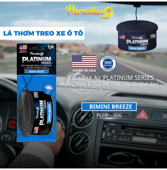 [Hương Gió Biển] Lá thơm treo xe ô tô PARADISE AIR | Nhập Khẩu Hoa Kỳ | Khử mùi ô tô , phòng ngủ, tủ quần áo | Lá thơm nước hoa ô tô cao cấp. 
